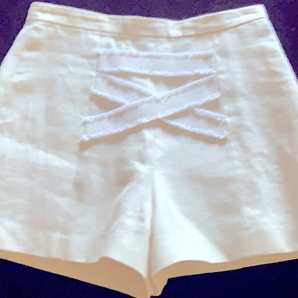 Alexis Sebastian High-Waisted Linen Shorts Ecru XS - Pristine Condition